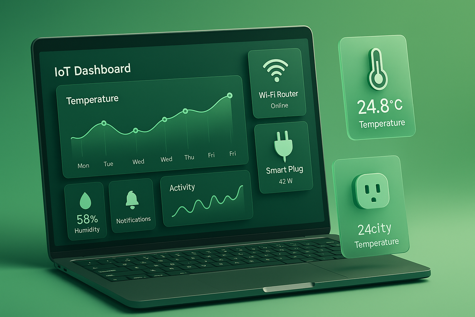 Student-friendly IoT dashboard with connected devices